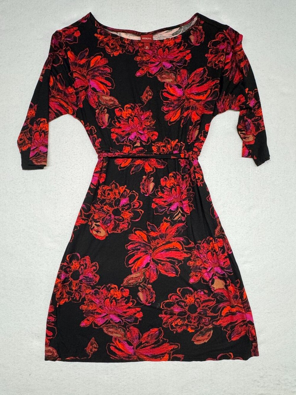 Merona XS Red Floral Print Dolman Dress